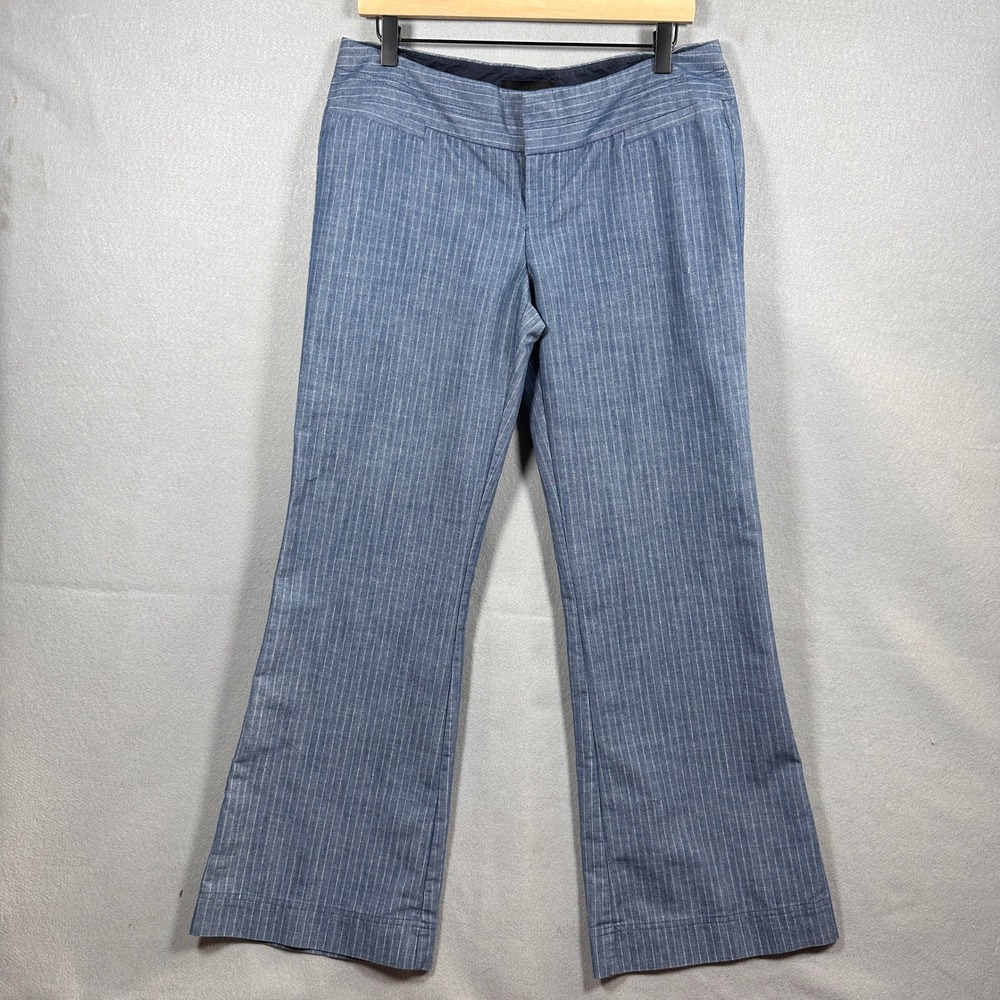 Blue Pinstripe Low Rise Wide Leg Dress Pants Women Size 30